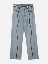 Dark Color Curve Patchwork Jeans