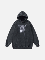Dark Series Doberman Print Hip-Hop Old Hoodie