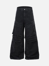 Deconstructed Split Pleated Pocket Cargo Jeans