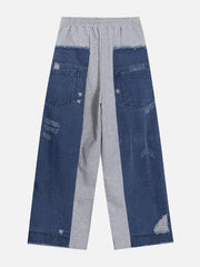 Denim Patchwork Sweatpants