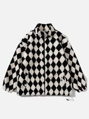Diamond Pattern Sherpa Winter Coat