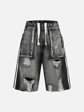 Distressed Cargo Denim Shorts