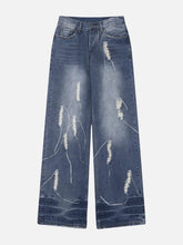 Distressed Decorative Band Loose Jeans