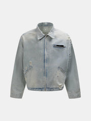 Distressed Frayed Lapel Denim Jacket
