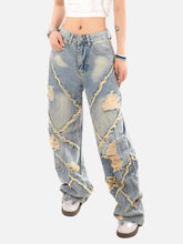 Distressed Fringe Loose Jeans