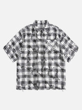 Distressed Plaid Lace Short-Sleeve Shirt