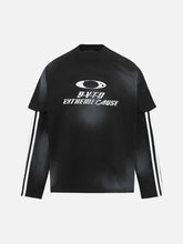 Distressed Printed Faux Two-Piece Long-Sleeved T-Shirt