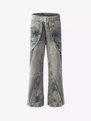 Distressed Punk Jeans With Metal Belt