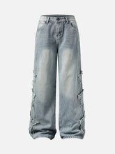 Distressed Raw Edge Baggy Jeans
