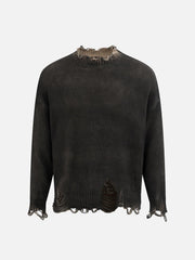 Distressed Ripped Two-Piece Oversized Pullover Sweater