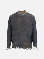 Distressed Ripped Two-Piece Oversized Pullover Sweater