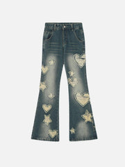 Distressed Star Heart Jeans