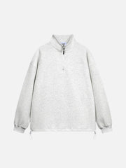 Drawstring Hem Stand Collar Sweatshirt