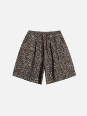 Drawstring Leopard Print Shorts