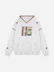Embroidered Contrast Check Hoodie