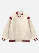 Embroidered Contrast Color Varsity Jacket
