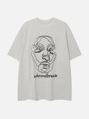 Embroidery Abstract Face Tee