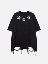 Embroidery Distressed Star Washed Tee