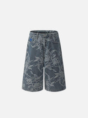 Embroidery Flower Longline Jorts