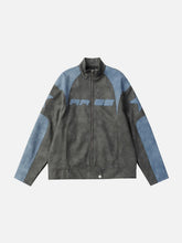Embroidery Star Cropped Racing Jacket