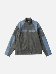 Embroidery Star Cropped Racing Jacket
