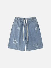 Embroidery Star Washed Jorts