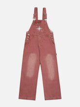 Embroidery Star Washed Overalls