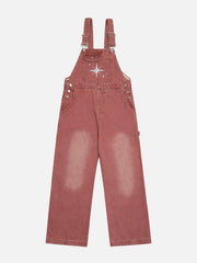 Embroidery Star Washed Overalls