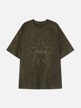 Embroidery Thorns Star Print Tee