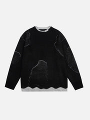 Fake Two Breakage Design Sweater