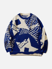 Fake-Two Flocking Patchwork Sweater