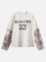 Faux Two-Piece Print Long-Sleeve T-Shirt