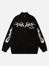 Flame Faux Mink Fur Zip Up Mock Neck Sweater