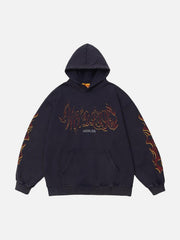 Flame Letter Washed Hoodie