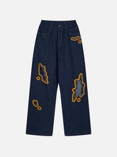 Flame-Scarred Towel Embroidered Jeans