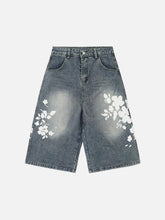 Floral Print Denim Shorts