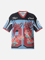Floral Print Jersey V Neck T-Shirt