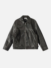 Fold-Over Washed Faux Leather Jacket