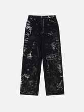 Full Print Graffiti Loose Jeans