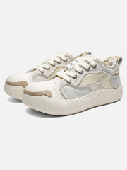 Fun Big Toe Leather Spliced Sneakers