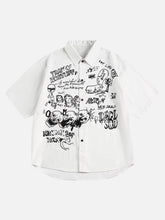 Fun Graffiti Print Short Sleeve Shirt
