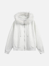Fur Collar Stitch Detail Cardigan