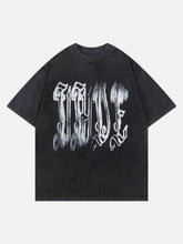 Fuzzy Font Print Washed Tee