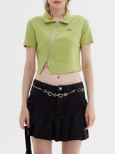 Geometric Zip Up Crop Tee