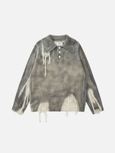Gradient Distressed Polo Sweater