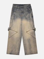 Gradient Irregular Patchwork Jeans