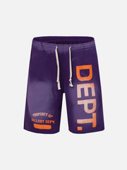 Gradient Letter Print Drawstring Shorts