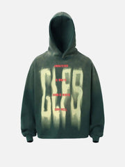 Graffiti Letter Gradient Distressed Hip-Hop Hoodie