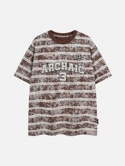 Graphic Lettering Striped Oversized T-Shirt