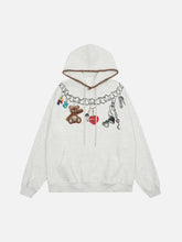 Grunge Bear Graphic Washed Hoodie